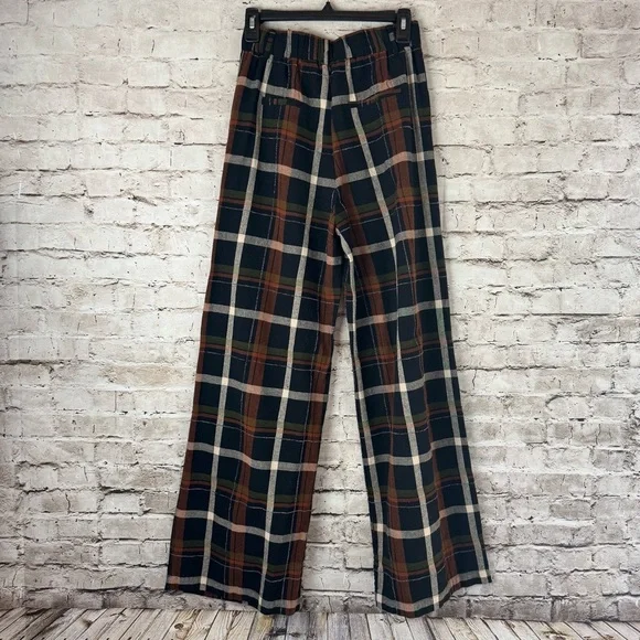 FRNCH Paris Women's Philo Woven Black Ivory Rust Plaid Pants Small 100% Cotton S - Picture 11 of 11